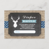 おむつのラッフルの雄鹿のベビーシャワーの素朴な男の子の青 エンクロージャーカード (正面)