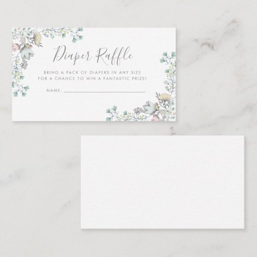 おむつのラッフル|のベビーシャワーの招待状の挿入物 名刺 (正面/裏面)