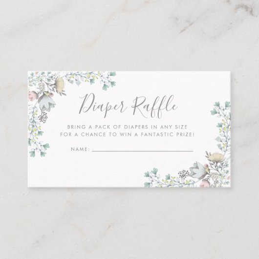おむつのラッフル|のベビーシャワーの招待状の挿入物 名刺 (正面)