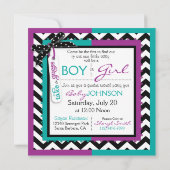 おむつやチュチュ & チェック柄 性別発表パーティー 招待状 (裏面)