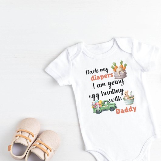 おむつをパック私はパパと卵狩りに行く ベビーボディスーツ