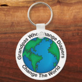 おむつを替えるおじいちゃん…キーチェーン キーホルダー (正面)