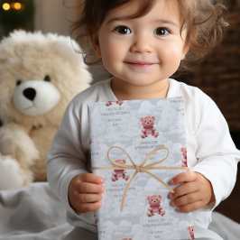 おむつキングテディベアカスタムハッピーバースデー名 – ラッピングペーパー