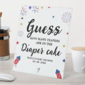 おむつケーキの4th赤ちゃんシャワーゲームサインを推測 台座サイン (インサイチュ)