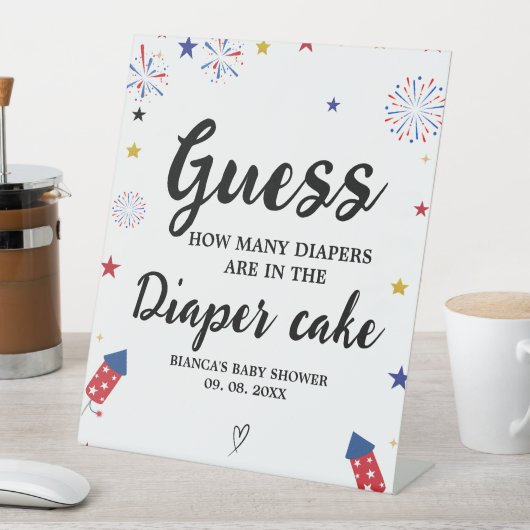 おむつケーキの4th赤ちゃんシャワーゲームサインを推測 台座サイン (インサイチュ)