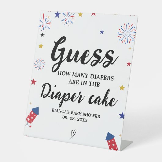 おむつケーキの4th赤ちゃんシャワーゲームサインを推測 台座サイン (正面)