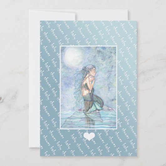 おむつシャワーの招待状 人魚と赤ちゃん 招待状 (正面)