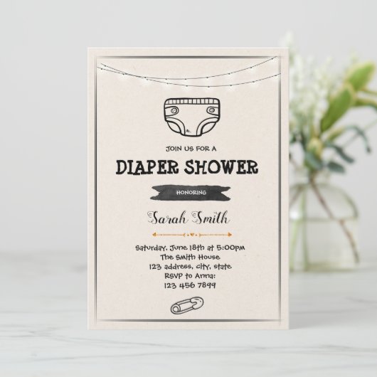 おむつシャワー パーティーの招待状 招待状 (スタンド正面)
