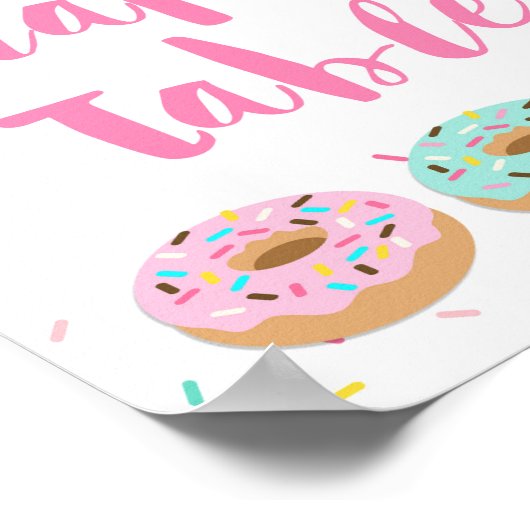 おむつテーブルサイン – ピンクドーナツ赤ちゃんシャワーサイン ポスター (角)