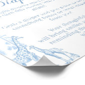 おむつノート青トイレサファリ動物の赤ちゃんシャワー ポスター (角)