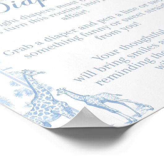 おむつノート青トイレサファリ動物の赤ちゃんシャワー ポスター (角)