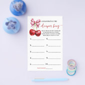 おむつバッグさくらんぼベビーシャワーゲームカード チラシ (シングル)