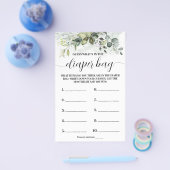 おむつバッグの中身 緑の葉のベイビーシャワーゲーム カード (シングル)