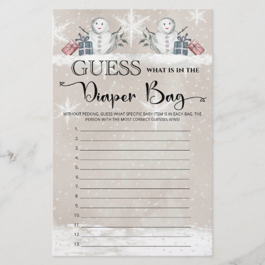 おむつバッグの赤ちゃんシャワーの中に何があるか推測 (正面)