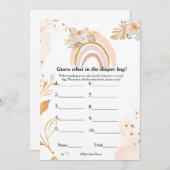 おむつバッグの赤ちゃんシャワーゲームカードで何を推測 案内状 (正面/裏面)