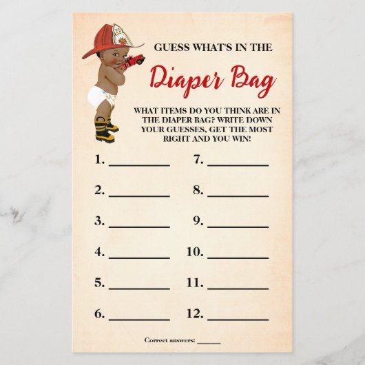 おむつバッグオウム消防士シャワーゲームカード チラシ (正面)