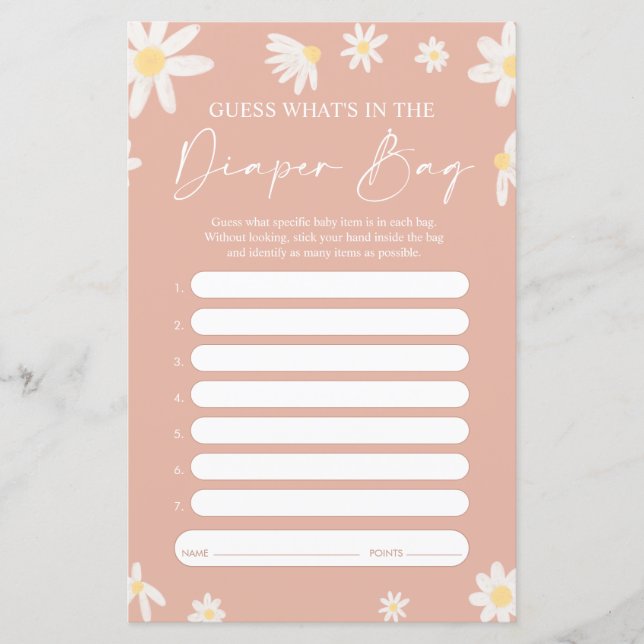 おむつバッグゲームで何がデイジーベビーシャワー (正面)