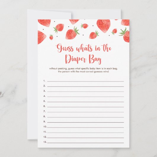 おむつバッグゲーム赤ちゃんシャワーで何を推測 招待状 (正面)