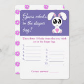 おむつバッグ、ベビーシャワーゲームカードフライヤー、うさぎ 招待状 (正面/裏面)