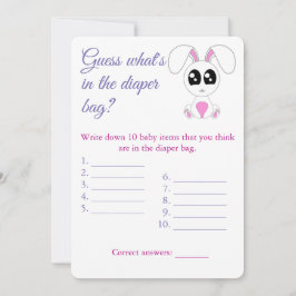 おむつバッグ、ベビーシャワーゲームカードフライヤー、うさぎ 招待状