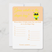 おむつバッグ、ベビーシャワーゲームカードフライヤー、ビー 招待状 (正面)