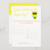 おむつバッグ、ベビーシャワーゲームカードフライヤー、ビー 招待状 (正面/裏面)