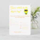 おむつバッグ、ベビーシャワーゲームカードフライヤー、ビー 招待状 (スタンド正面)