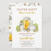 おむつパーティービールベビー前に赤ちゃんシャワー 招待状 (正面/裏面)