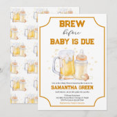 おむつパーティー醸造ベビーがデューベビーシャワー 招待状 (正面/裏面)