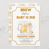 おむつパーティー醸造ベビーがデューベビーシャワー 招待状 (正面/裏面)
