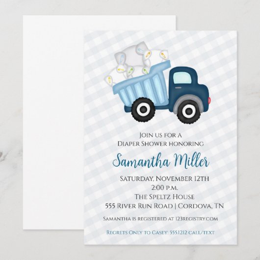 おむつパーティー ベビーシャワーの招待状 招待状 (正面/裏面)