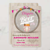 おむつビールベビーシャワーガール招待状 招待状 (正面/裏面)
