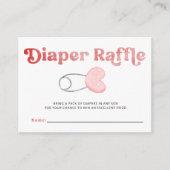 おむつピンクガール赤ちゃんシャワーおむつラッフル エンクロージャーカード (正面)