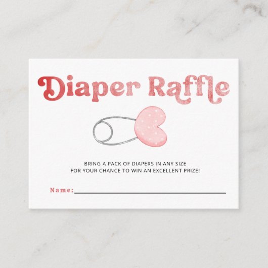おむつピンクガール赤ちゃんシャワーおむつラッフル エンクロージャーカード (正面)