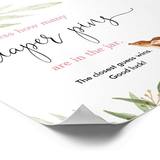 おむつピンゲームのピンクの金ゴールド鹿の数を推測 ポスター (角)