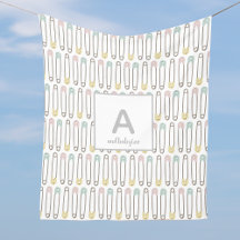 おむつピンパターンモノグラムフリースブランケット