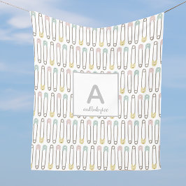 おむつピンパターンモノグラムフリースブランケット フリースブランケット