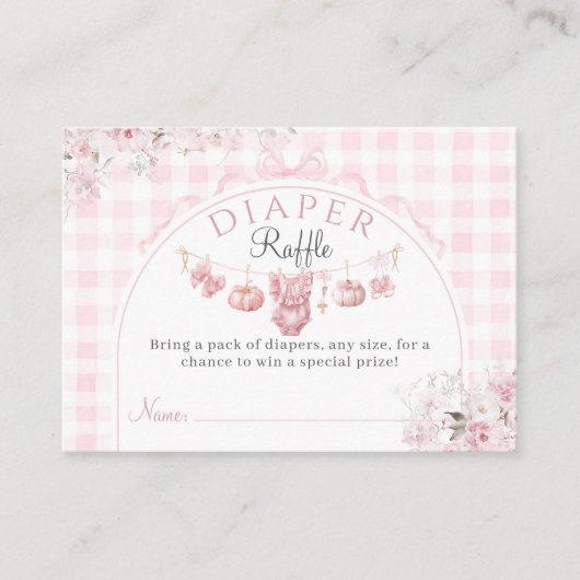 おむつフローラボーピンクカボチャ女の子ベビーシャワー エンクロージャーカード (正面)