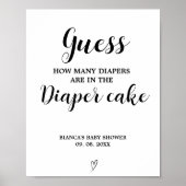 おむつモダンケーキ推測ベビーシャワーゲームサイン ポスター (正面)
