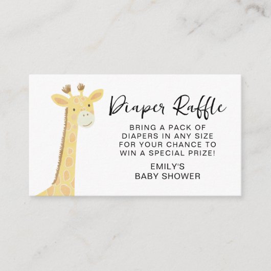 おむつラッフルかわいいサファリ動物ベビーシャワー エンクロージャーカード (正面)