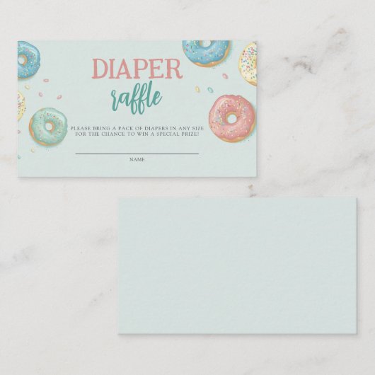 おむつラッフルかわいいドーナツ赤ちゃんシャワー エンクロージャーカード (正面/裏面)