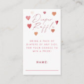 おむつラッフルかわいいハートベビーシャワーガーリー エンクロージャーカード (正面)