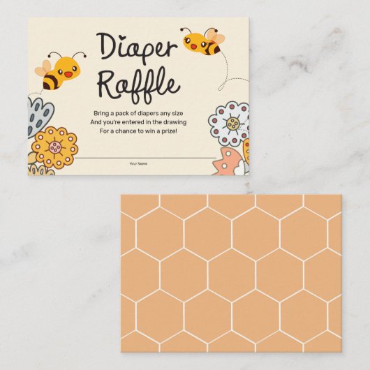 おむつラッフルかわいいバブルビーベビーシャワー エンクロージャーカード (正面/裏面)