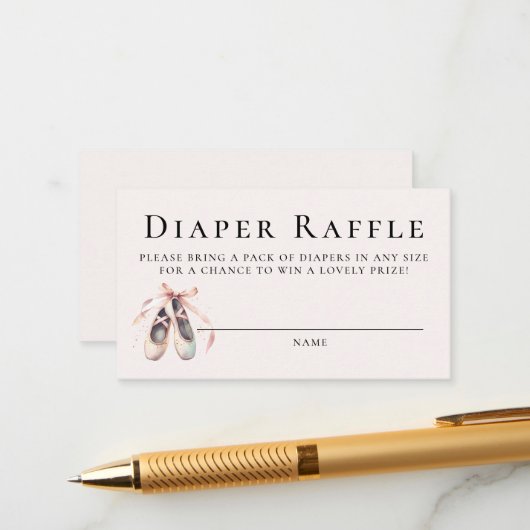 おむつラッフルかわいいバレリーナガールベビーシャワー エンクロージャーカード (正面/裏面インサイチュ)