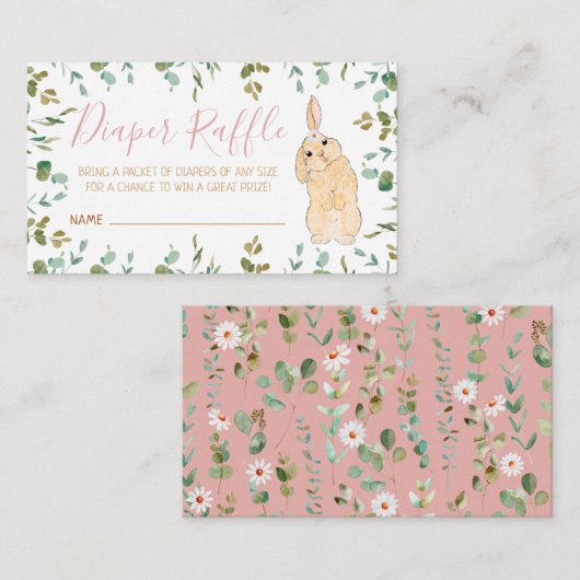 おむつラッフルかわいい小さなバニー赤ちゃんシャワー エンクロージャーカード (正面/裏面)