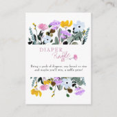 おむつラッフルかわいらしワイルドフラワーローンホワイト エンクロージャーカード (正面)