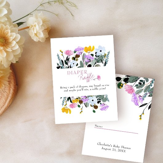おむつラッフルかわいらしワイルドフラワーローンホワイト エンクロージャーカード