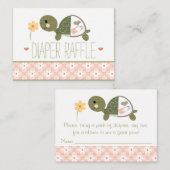 おむつラッフルにピンクの亀チケット エンクロージャーカード (正面/裏面)