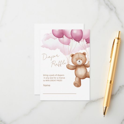 おむつラッフルのエンクロージャカード赤ちゃんシャワー。 エンクロージャーカード (正面/裏面インサイチュ)