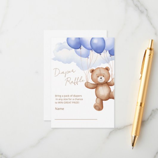 おむつラッフルのエンクロージャカード赤ちゃんシャワー。 エンクロージャーカード (正面/裏面インサイチュ)